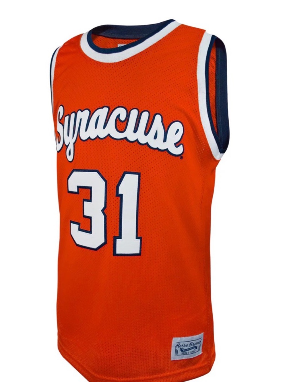 Original Retro Brand Syracuse Mesh Basketball Jersey in Orange with White & Navy